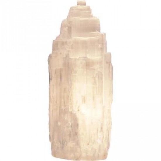 MAGNIFICENT 10"  SELENITE ELECTRIC LAMP, INCLUDES ELECTRICAL CORD AND SWITCH.